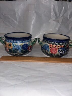 2 NWT Polish Pottery Bouillon Cup 12 oz UNIKAT